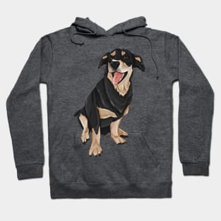 Brown and Black Dog Sitting Mouth Open Hoodie